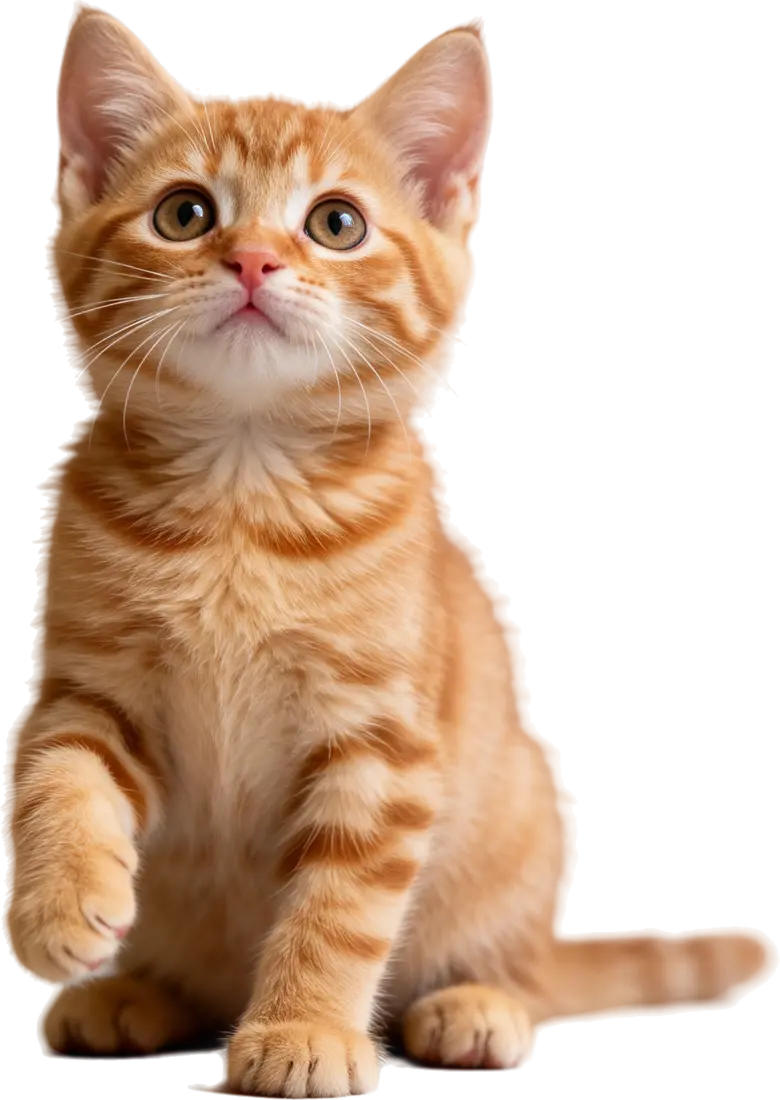 Gatito atigrado naranja levantando una pata